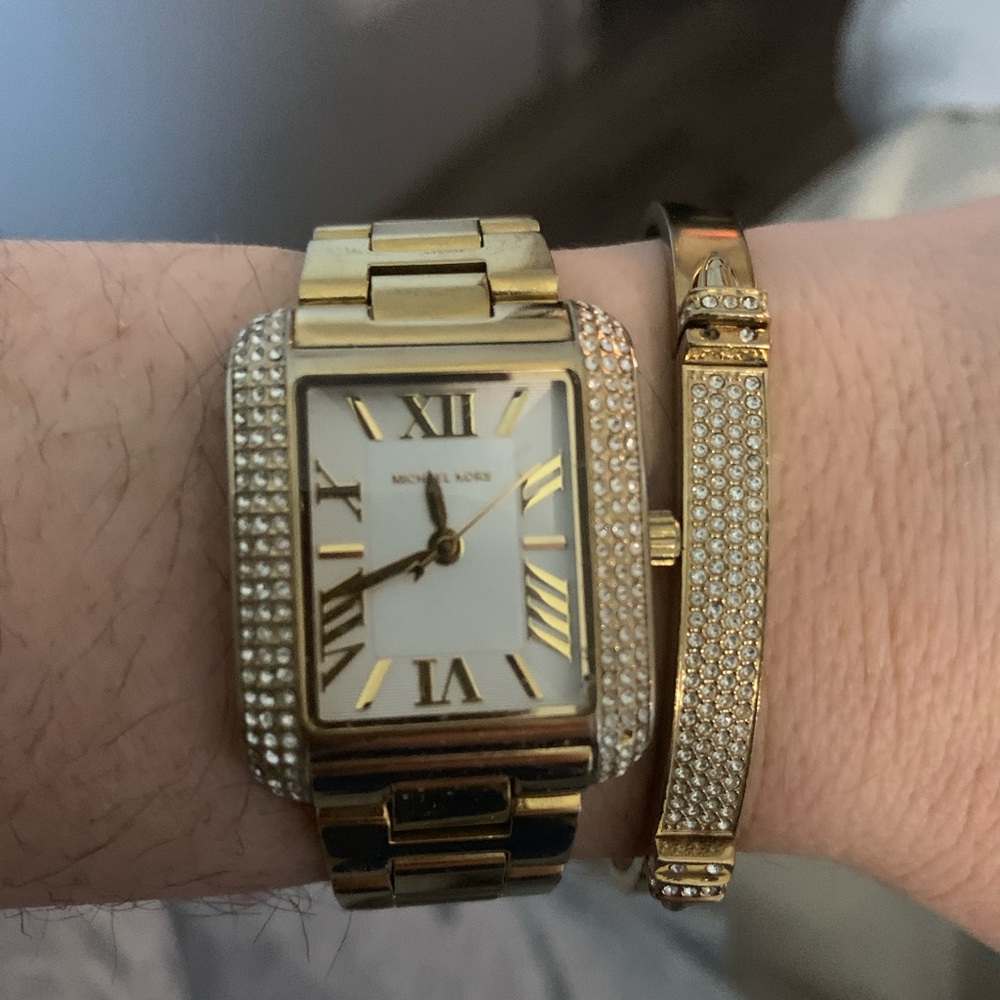 Micheal Kors gold plated watch with crystals